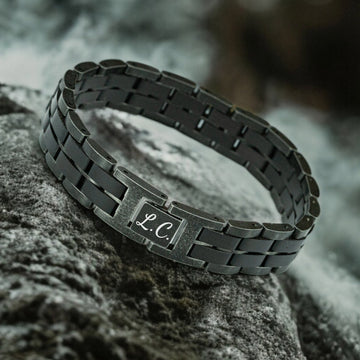 Black Forest - Dark Edition Wooden Bracelet + own initials engraving
