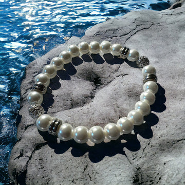 White Shell 🐚 pearls Women's bracelet | 8mm beads