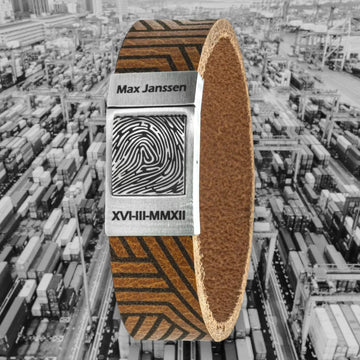 Leather fingerprint bracelet - Cargo Edition (7 types of leather)
