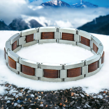 Mount Everest (Sandalwood + Stainless Steel) - Wooden bracelet