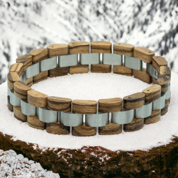 Monte Rosa (Zebrano + stainless steel) - Wooden bracelet