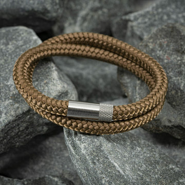 Elite-Armband Silber – Braunes Seil