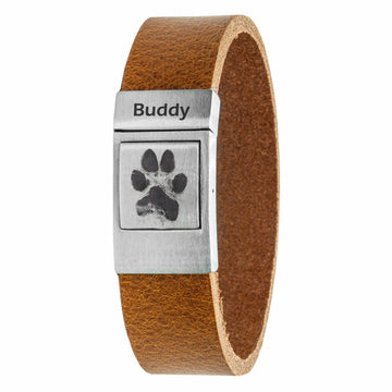 Own Pfotenabdruck-Armband aus cognacfarbenem Leder
