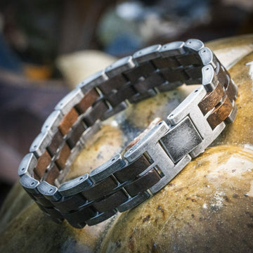 South Africa (Heartwood / Antique Silver) - Wooden Bracelet
