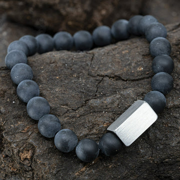 Zeus - Matt black Agate - Beaded bracelet