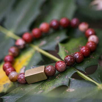 Deep Red Jasper Beaded Bracelet (Love Bracelet with Names)