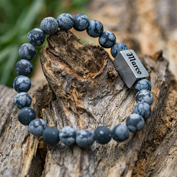 Frozen Snowflakes - Obsidian Beaded Bracelet
