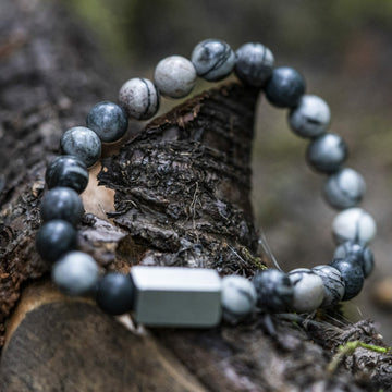 Black silk stone - Natural stone beaded bracelet
