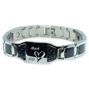 Magnet Bracelet - Blue carbon + own text / symbol