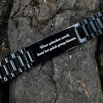 Schwarzes mehrgliedriges Armband + eigene Textgravur