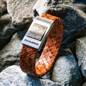Fingerabdruck-Armband – Rocky Brown geflochtenes Leder