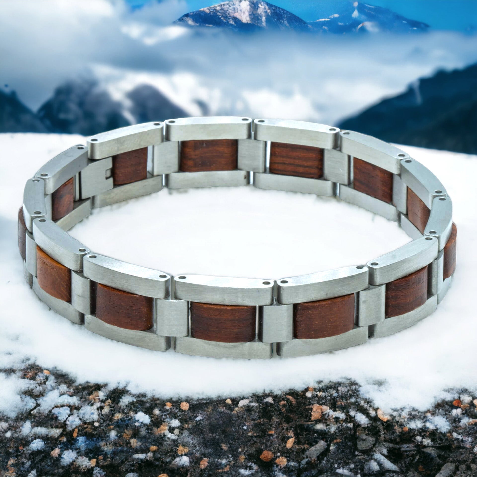 Mount Everest (Sandalwood + Stainless Steel) - Wooden bracelet