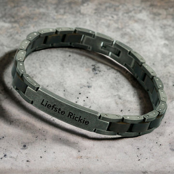 Men's Link Bracelet with Engraving I Wood + Vintage Stainless Steel | Now with Free adjuster worth €8.95