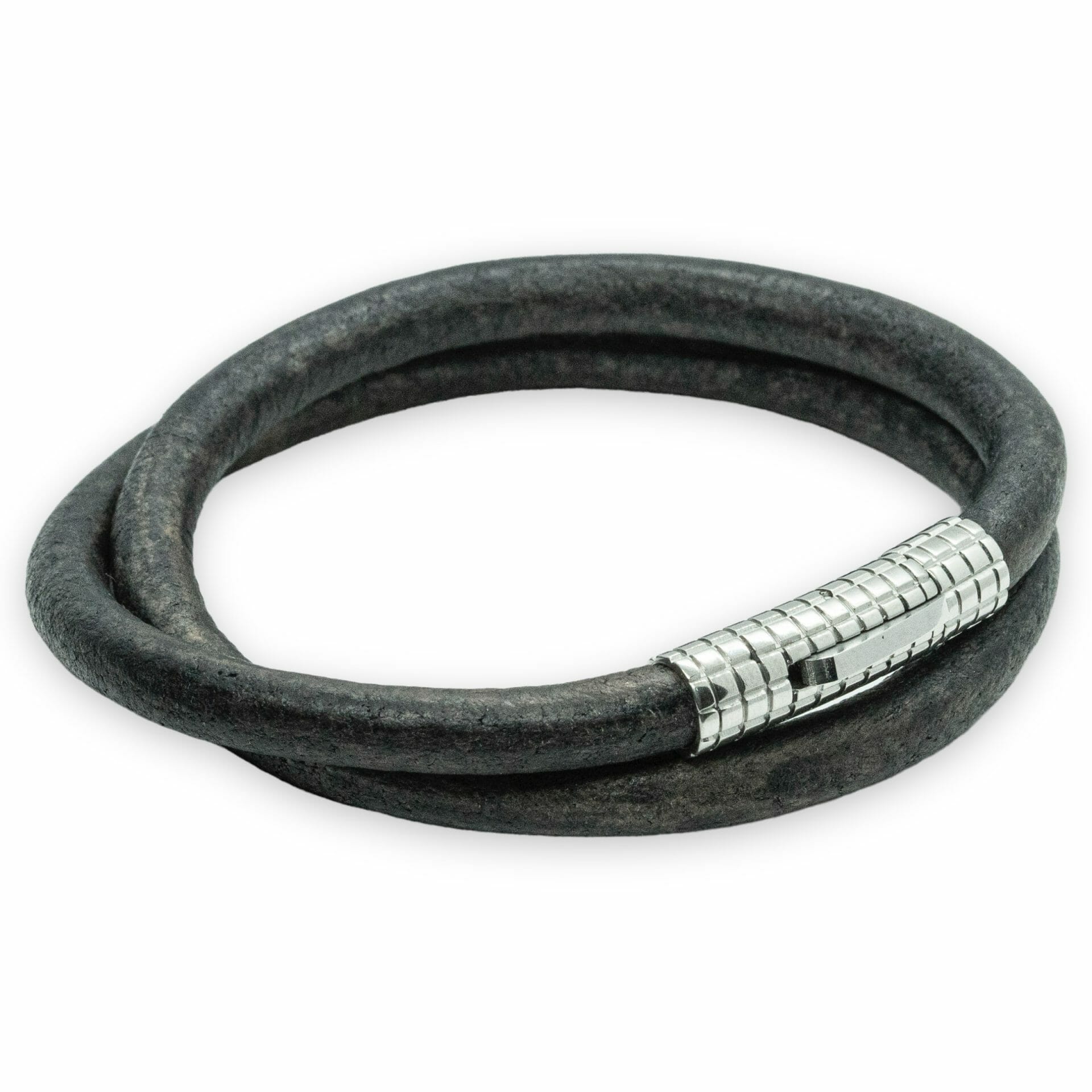 Dubbel rond 6mm grijze armband | Italiaans Valiano™ leer