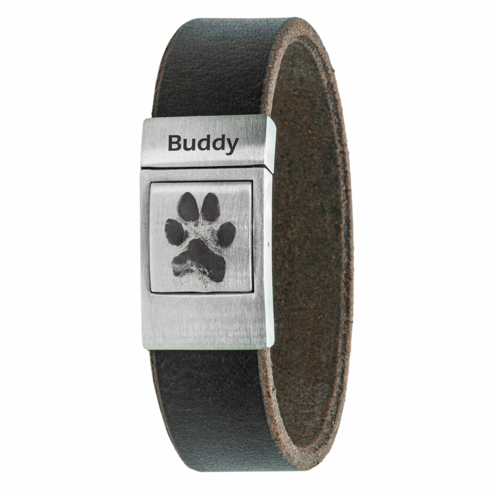 Eigenes Pfotenabdruck-Armband – braunes Leder