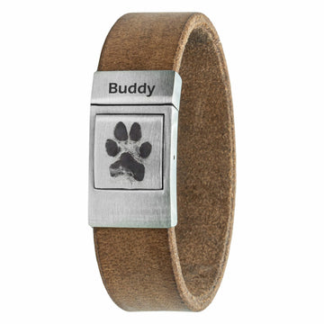 Eigenes Pfotenabdruck-Armband aus beigem Leder