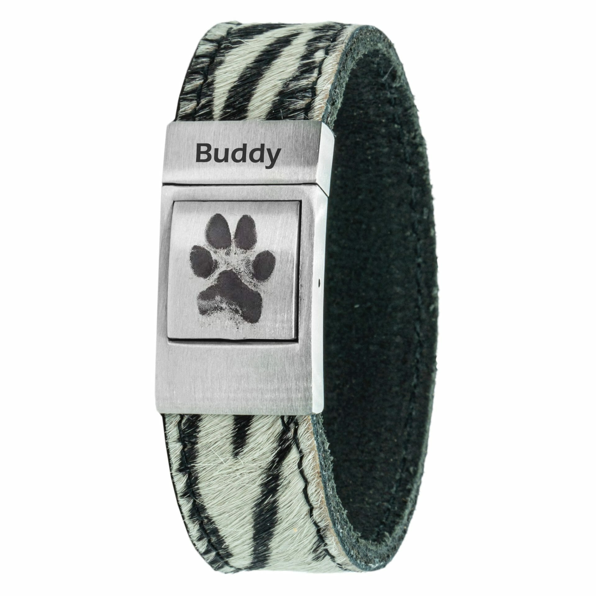 Eigenes Pfotenabdruck-Armband aus <b>Zebra-</b> Leder