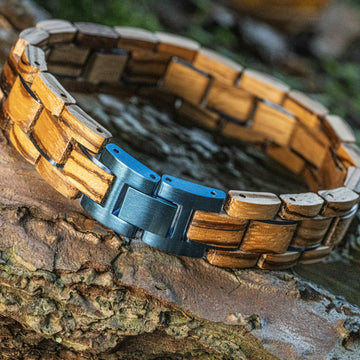 Tribe (Zebrano / Blue) - Wooden Bracelet