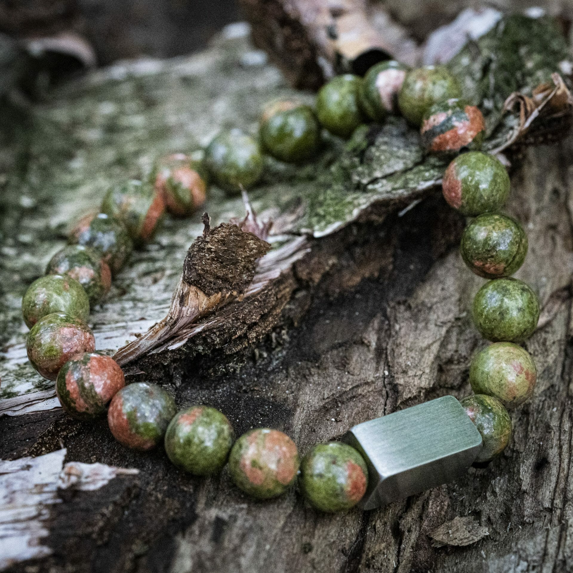 'Unakite Rock' cut beaded bracelet