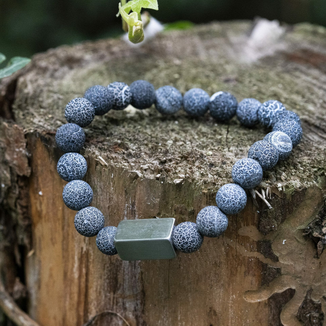 Weathered Blue Agate - Beaded Bracelet